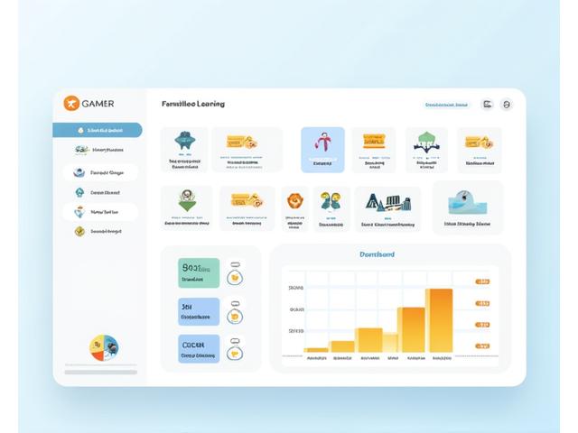 Screenshot of a gamified learning dashboard showing badges earned, a leaderboard ranking, and a skill progress tree.